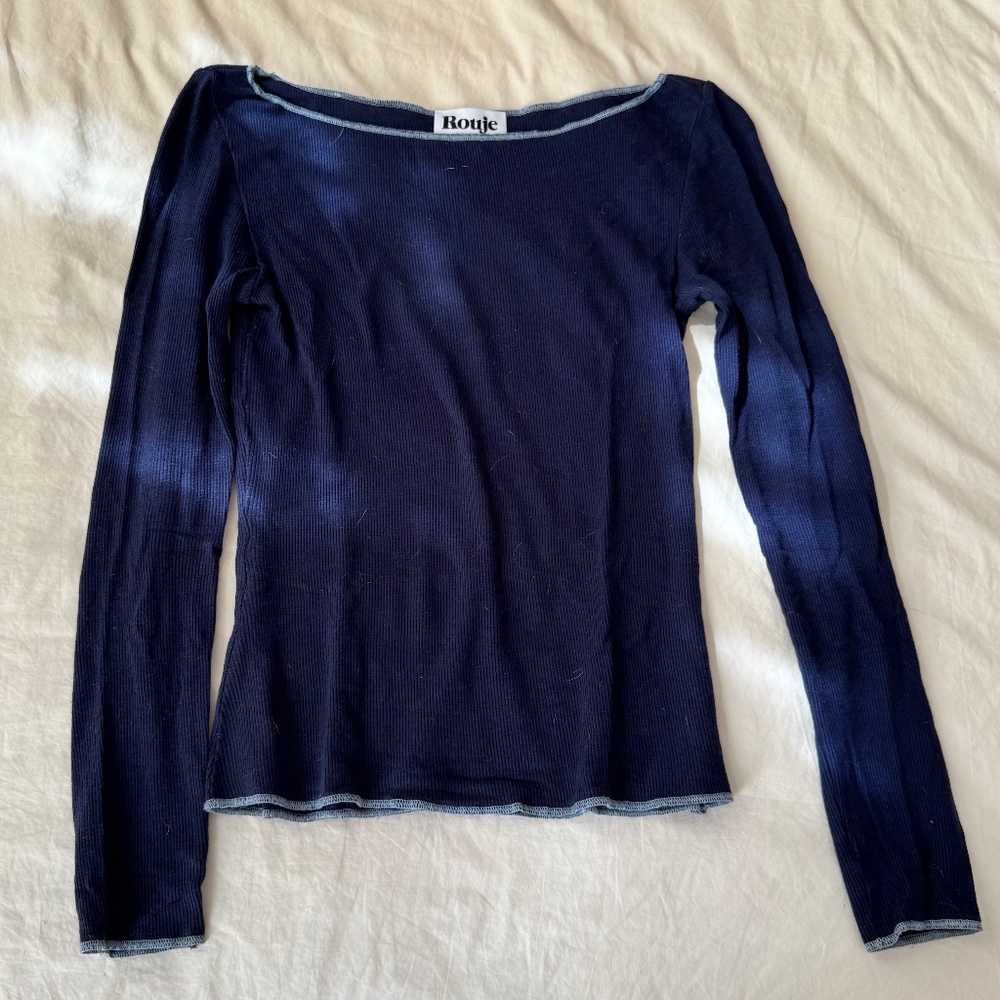 Rouje navy boat neck top in size 34/0/XS